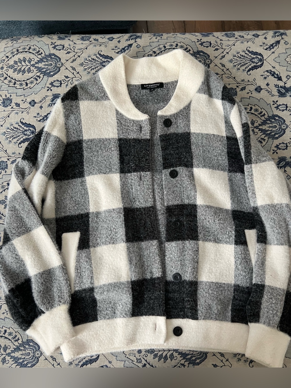 Liverpool Los Angeles Black and white Check Bomber Cardigan size M